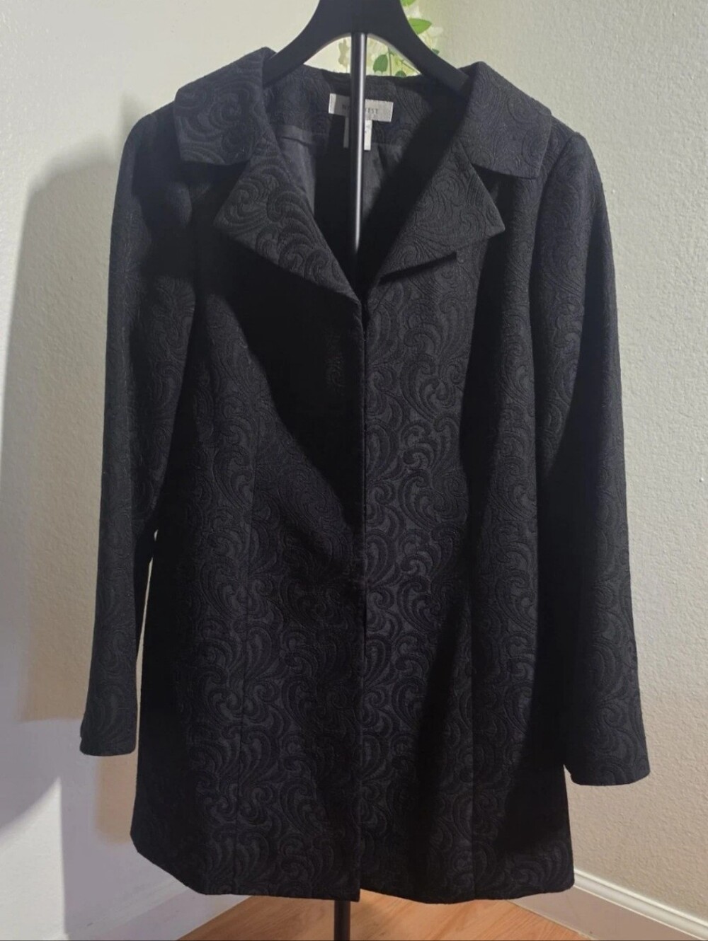 Nine West Black Jacquard Trench Coat